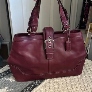 Nearly Vintage Coach Hampton Burgundy Leather Carryall
